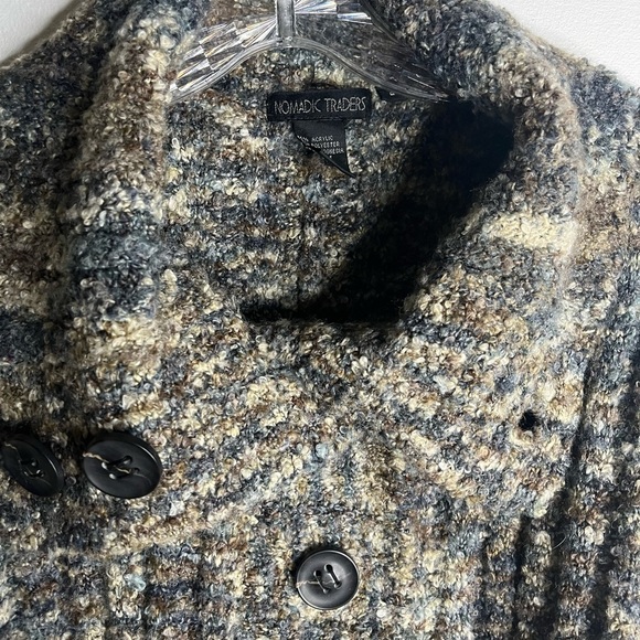 Nomadic Traders Button Front Chunky Cardigan Sweater Large Brown - Picture 9 of 9